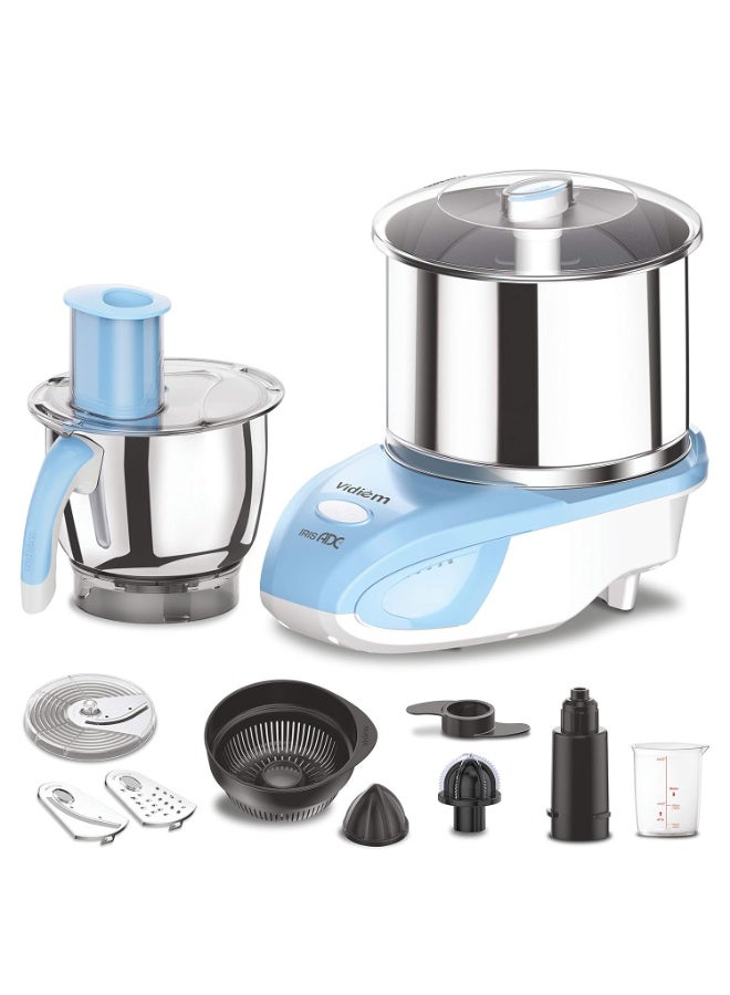 فيديم Vidiem IRIS ADC Wet Grinder & Food Processor | 2L Wet Grinder with Atta Kneader, Slicer, Citrus Juicer & Coconut Scraper | 5 Years Warranty | White & Blue - Image 1